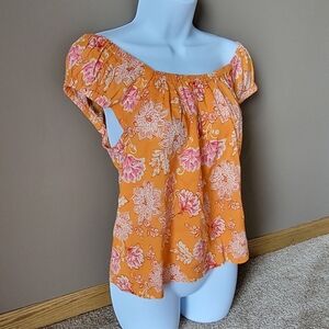 Old Navy Off the Shoulder Open Back Floral Bow Blouse NWT Never Worn Size Medium